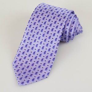 New BATTISTI NAPOLI Purple With Paisley Pattern 100% Silk Neck Tie $225